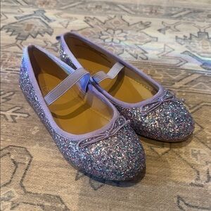 J Crew Factory Glitter Purple Kids Ballet Flats **NEW**